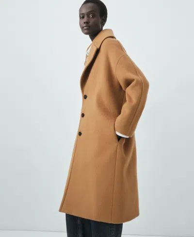 Mango Women's Lapel Manteco Wool Coat In Brown