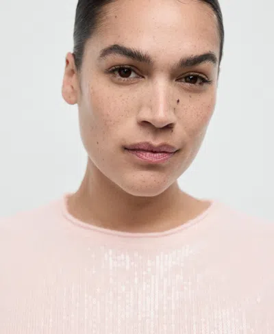 Mango Women's Short-sleeved Sequin Sweater In White