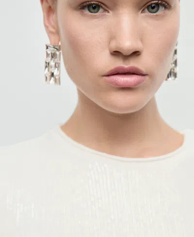 Mango Women's Short-sleeved Sequin Sweater In Gold