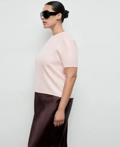 Mango Women's Short-sleeved Sequin Sweater In White