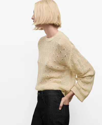 Mango Women's Lace Pattern Knit Sweater In Neutral