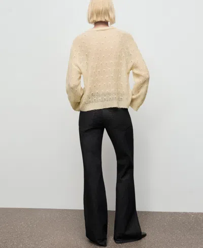 Mango Women's Lace Pattern Knit Sweater In Neutral