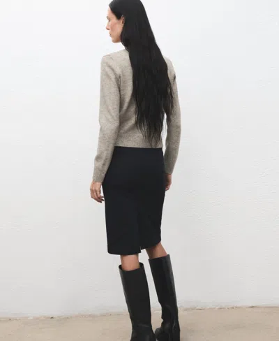 Mango Knitted Button Cardigan Light/pastel Grey In Gray