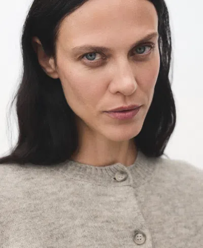 Mango Knitted Button Cardigan Light/pastel Grey In Gray