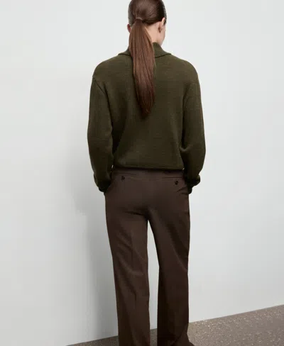 Mango Perkins Half Placket Sweater In Green