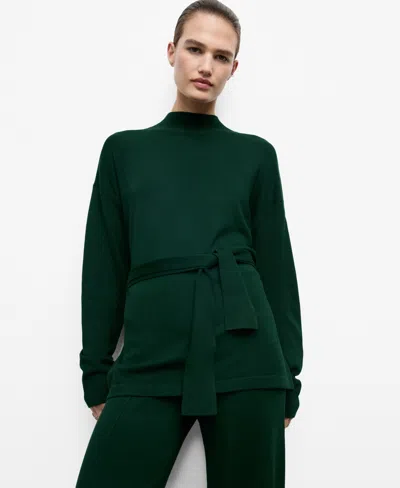 Mango Women's Knot Detail Sweater In Green