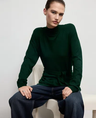 Mango Women's Knot Detail Sweater In Green