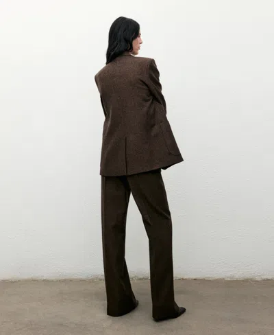 Mango Women's Speckled Wool Trousers In Brown