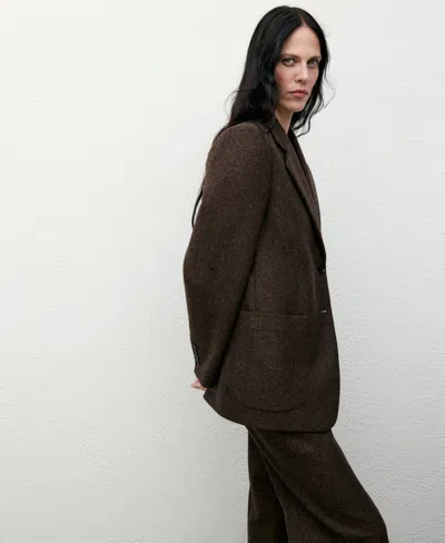 Mango Women's Speckled Wool Trousers In Brown