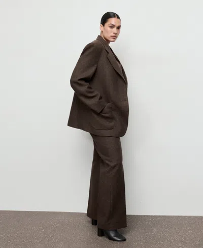 Mango Women's Speckled Wool Trousers In Brown