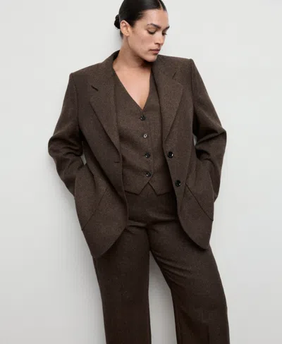 Mango Women's Speckled Wool Trousers In Brown