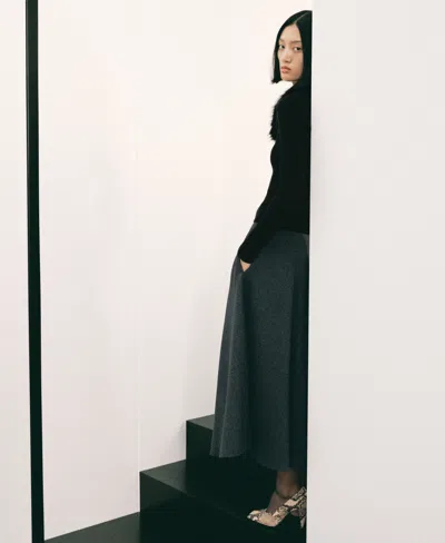 Mango Women's A-line Wool-blend Skirt In Gray