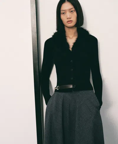 Mango Women's A-line Wool-blend Skirt In Gray