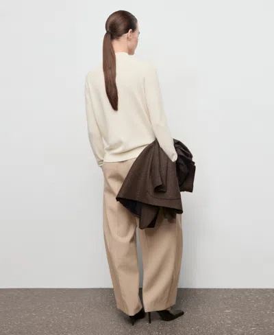 Mango Women's 100% Cashmere Perkins Neck Sweater In White