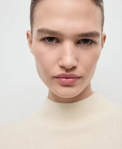 Mango Women's 100% Cashmere Perkins Neck Sweater In White