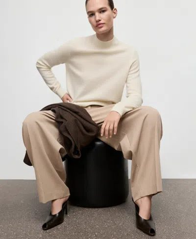 Mango Women's 100% Cashmere Perkins Neck Sweater In White