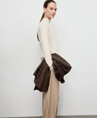 Mango Women's 100% Cashmere Perkins Neck Sweater In White