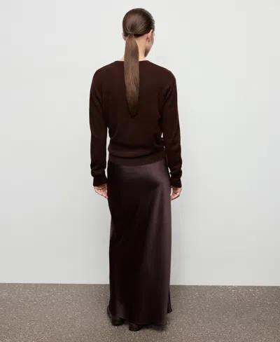 Mango Satin Long Skirt Plum In Purple