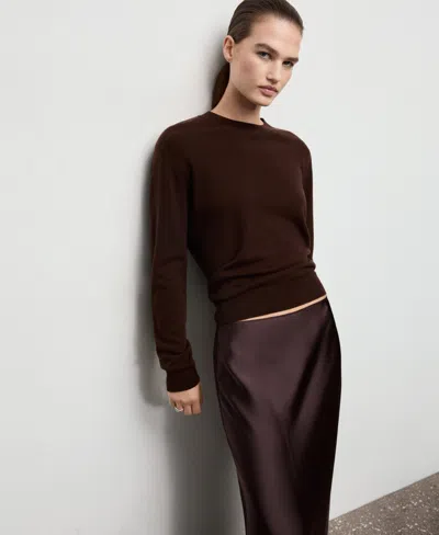 Mango Satin Long Skirt Plum In Purple