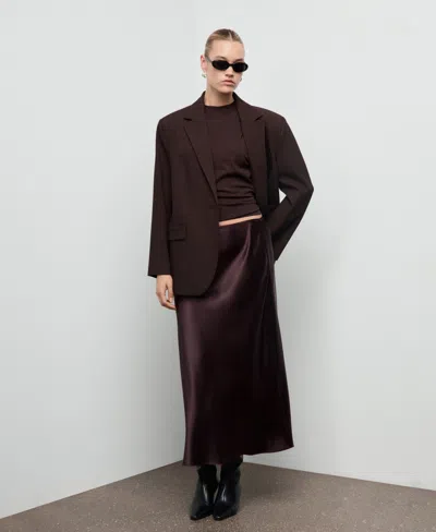 Mango Satin Long Skirt Plum In Purple