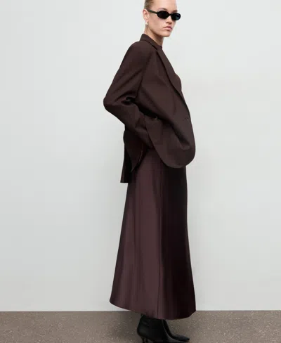 Mango Satin Long Skirt Plum In Purple