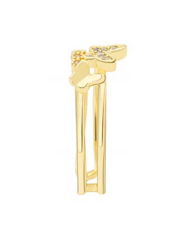 Unwritten Cubic Zirconia 14k Gold Flash Plated Butterfly Ring In Gold