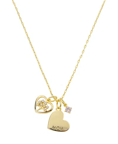 Unwritten Cubic Zirconia Tree Open Heart, "mom" Heart Pendant Necklace In Gold