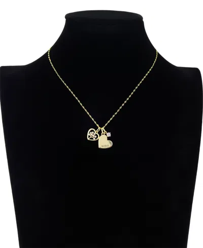 Unwritten Cubic Zirconia Tree Open Heart, "mom" Heart Pendant Necklace In Gold