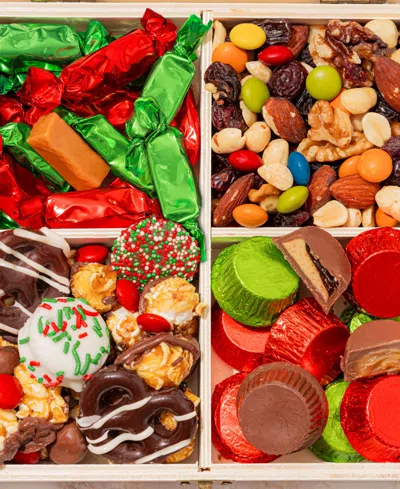 Bonnie & Pop Christmas Mixed Sweets Gift Crate, 4 Sections In Multi