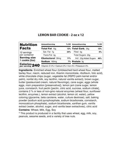 The Cravory Lemon Bar Cookies Gift Box, 12 Cookies In Yellow