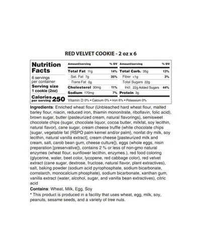 The Cravory Red Velvet Cookies Gift Box, 6 Cookies In Red