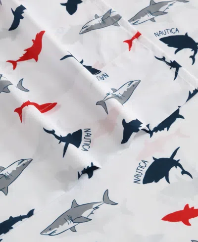 Nautica Branson Sharks Microfiber 4-pc. Sheet Set, Queen In White