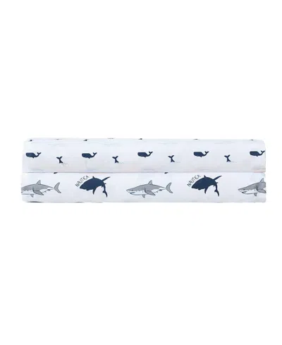 Nautica Branson Sharks Microfiber 4-pc. Sheet Set, Queen In White