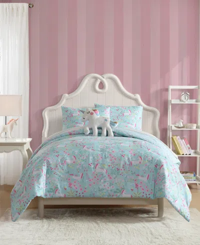 Laura Ashley Magical Unicorns Microfiber 4-pc. Comforter Set, Full/queen In Blue