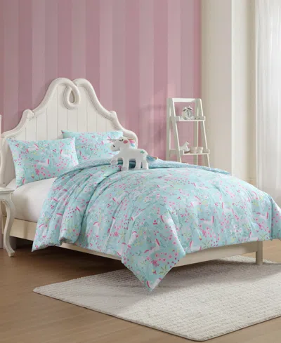 Laura Ashley Magical Unicorns Microfiber 4-pc. Comforter Set, Full/queen In Blue