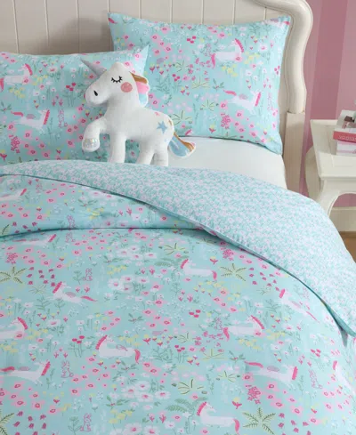 Laura Ashley Magical Unicorns Microfiber 4-pc. Comforter Set, Full/queen In Blue