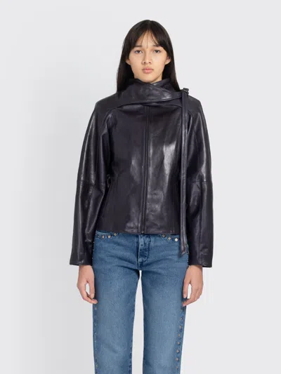 Paloma Wool Plomy Zip-up Leather Jacket In Black