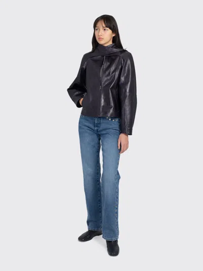 Paloma Wool Plomy Zip-up Leather Jacket In Black