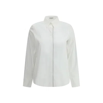 Brunello Cucinelli Women Shirt With Embellishments In White