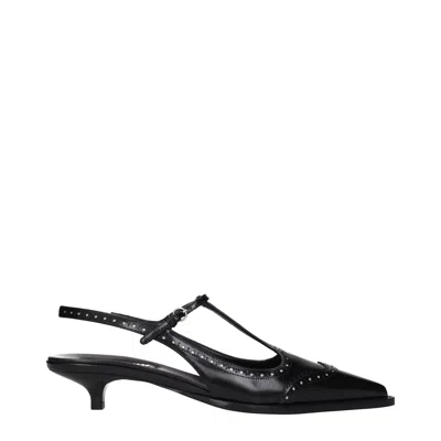 Miu Miu 35 Studded Leather Slingback Pumps In Black