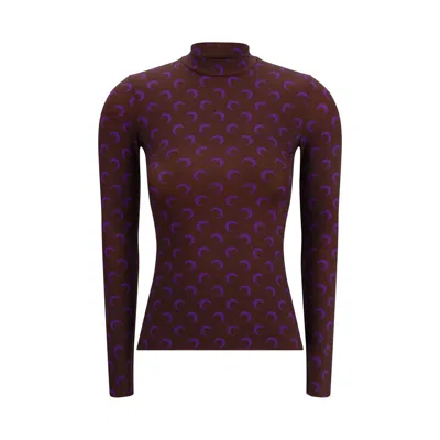 Marine Serre Moon-print High-neck Top In Brown
