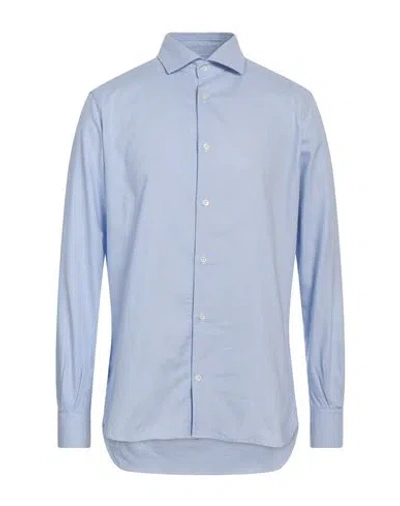 Glanshirt Man Shirt Sky Blue Size 17 ½ Cotton In Blue