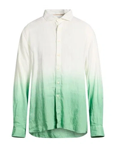 At.p.co At. P.co Man Shirt Light Green Size 17 ½ Linen In Green