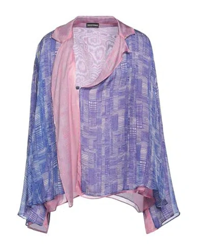 Emporio Armani Woman Shirt Bright Blue Size 10 Silk In Blue