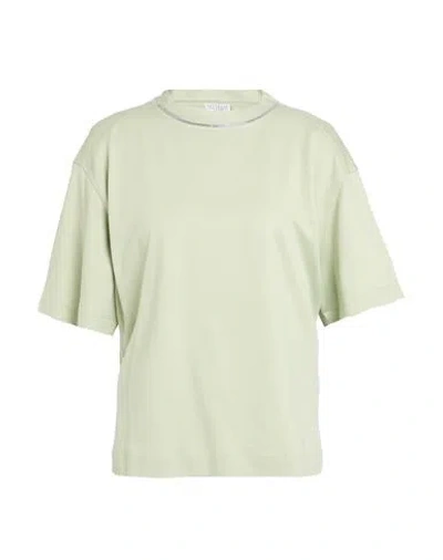 Brunello Cucinelli Woman T-shirt Light Green Size S Cotton, Acetate, Silk, Brass In Green