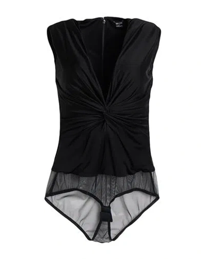 Versace Woman Bodysuit Black Size 10 Viscose, Polyamide, Elastane In Black