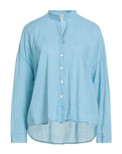 Bsb Jeans Woman Shirt Light Blue Size M Cotton In Blue