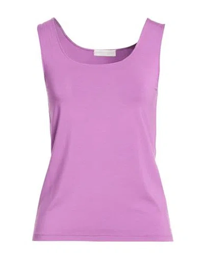 Le Tricot Perugia Woman Tank Top Purple Size L Viscose, Elastane In Purple