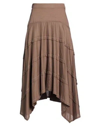 Peserico Easy Woman Midi Skirt Chocolate Brown Size 2 Cotton In Brown