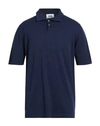 Alpha Studio Man Sweater Midnight Blue Size 48 Cotton, Polyester In Blue
